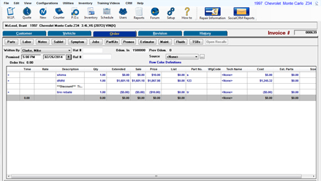 Manager™ SE Invoice Screen